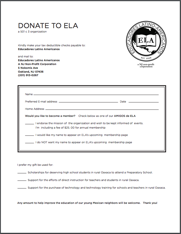ELA Donation Form